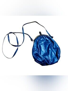 Vintage Navy Blue Leather Shoulder Bag
